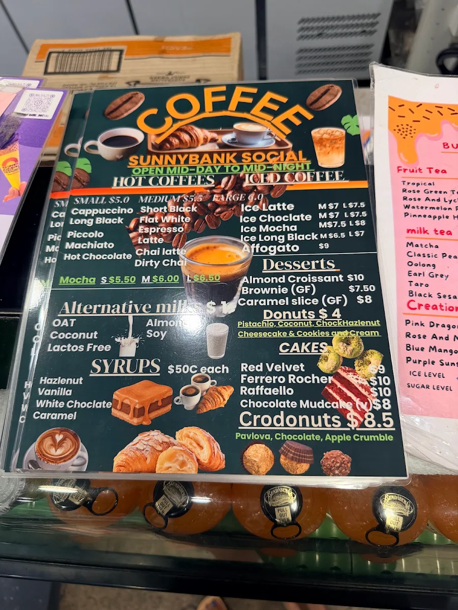 Menu, Sunnybank Social