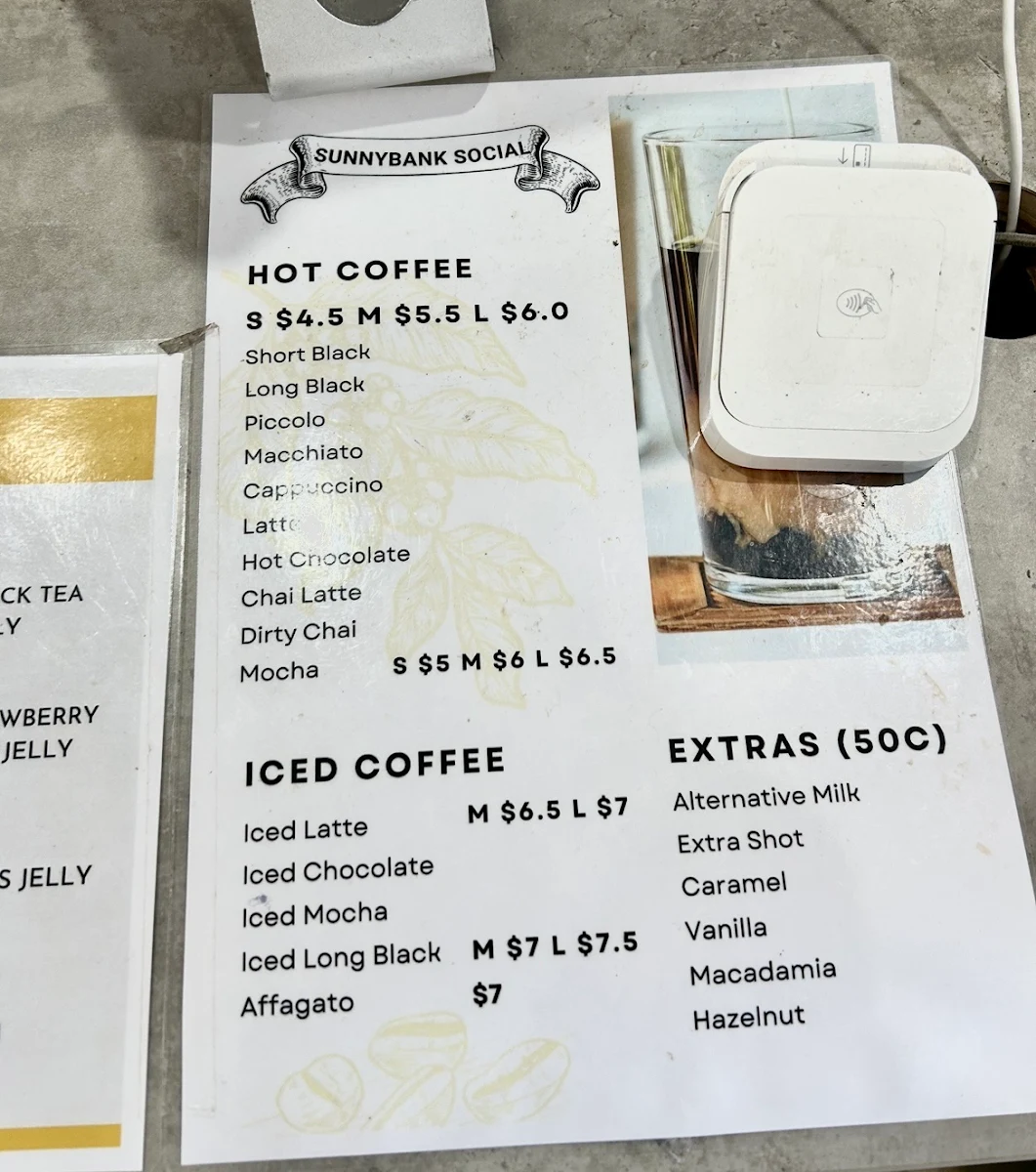 Menu, Sunnybank Social