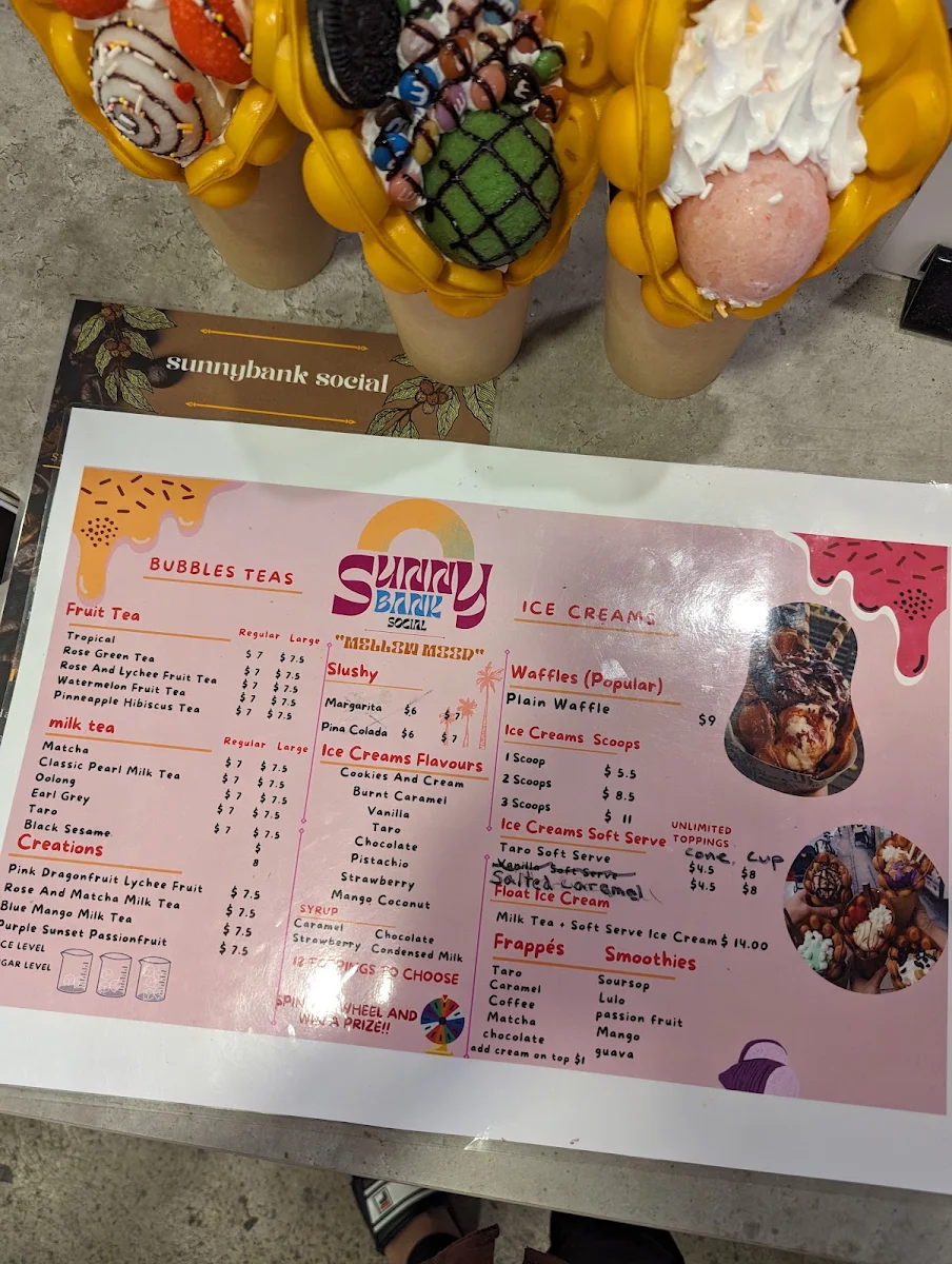 Menu, Sunnybank Social