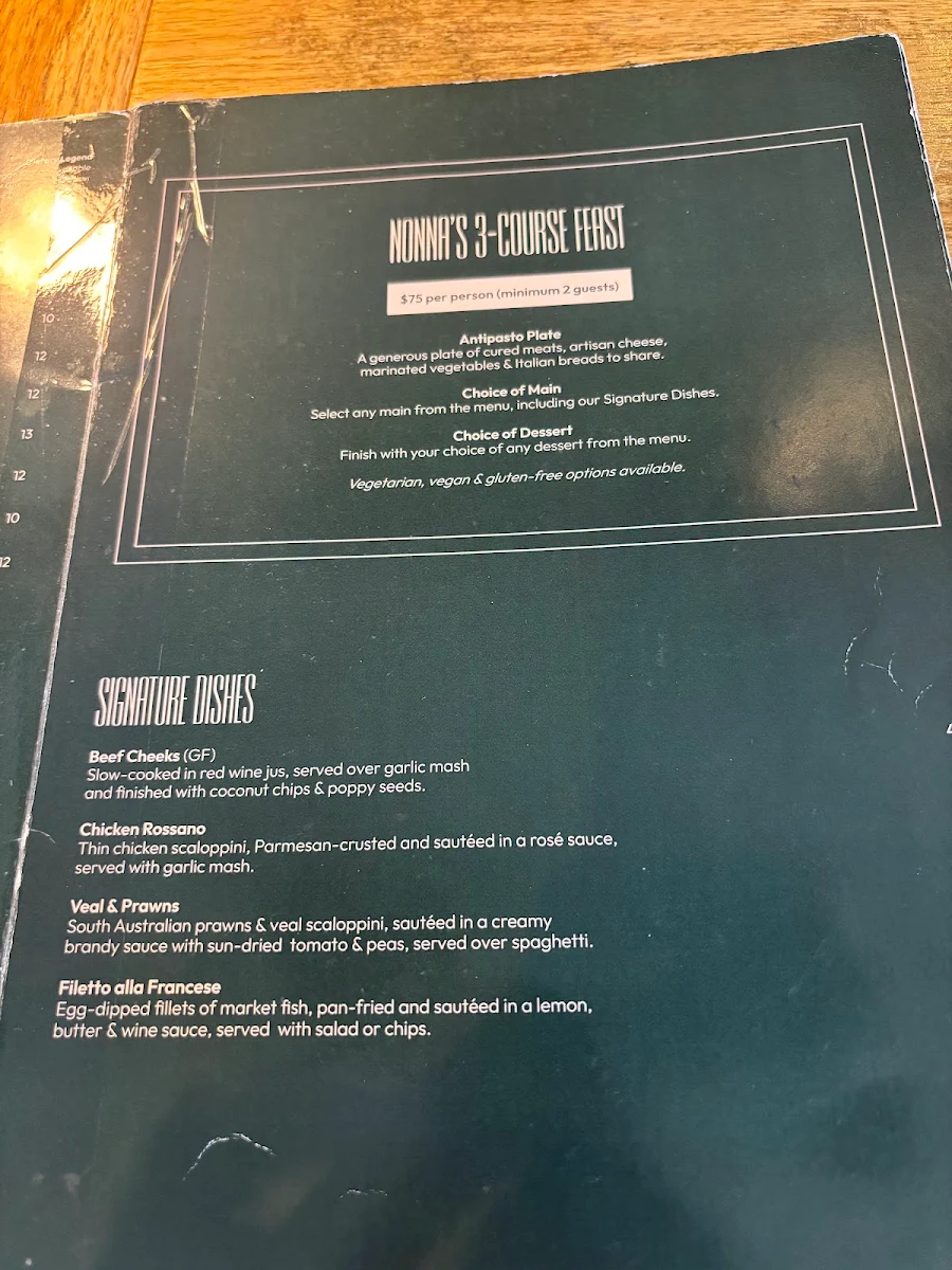 Menu, Nonna and I