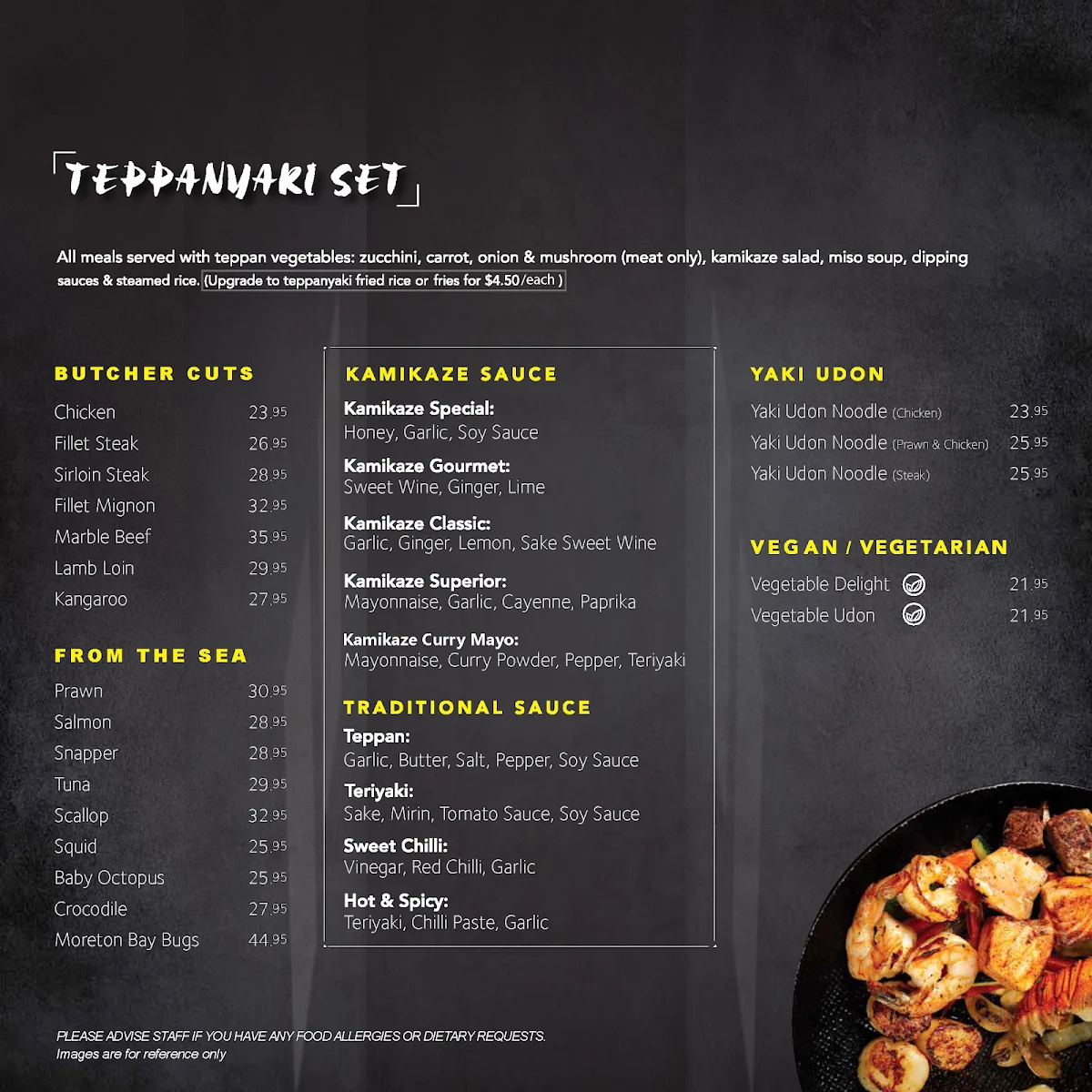 Menu, Kamikaze Teppanyaki Pacific Fair