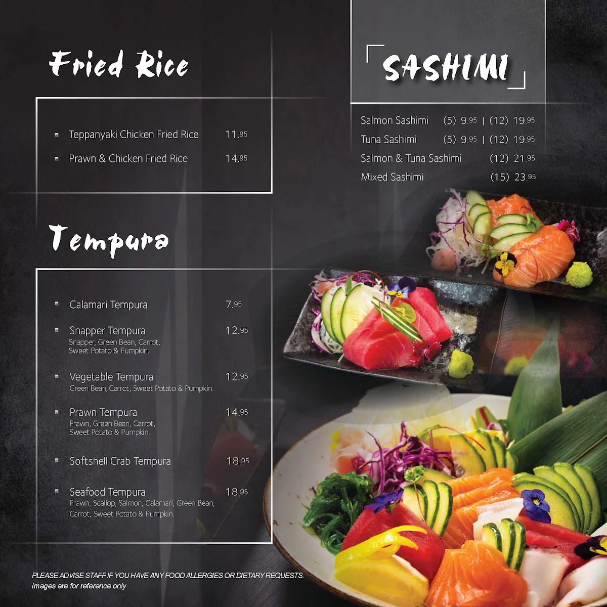 Menu, Kamikaze Teppanyaki Pacific Fair