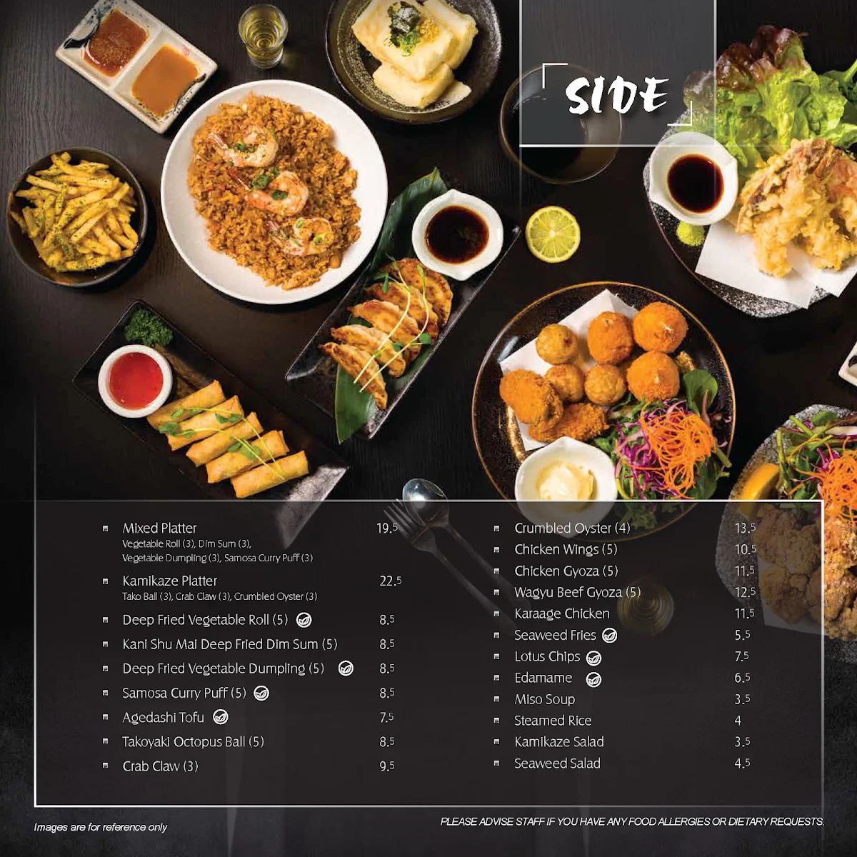 Menu, Kamikaze Teppanyaki Pacific Fair