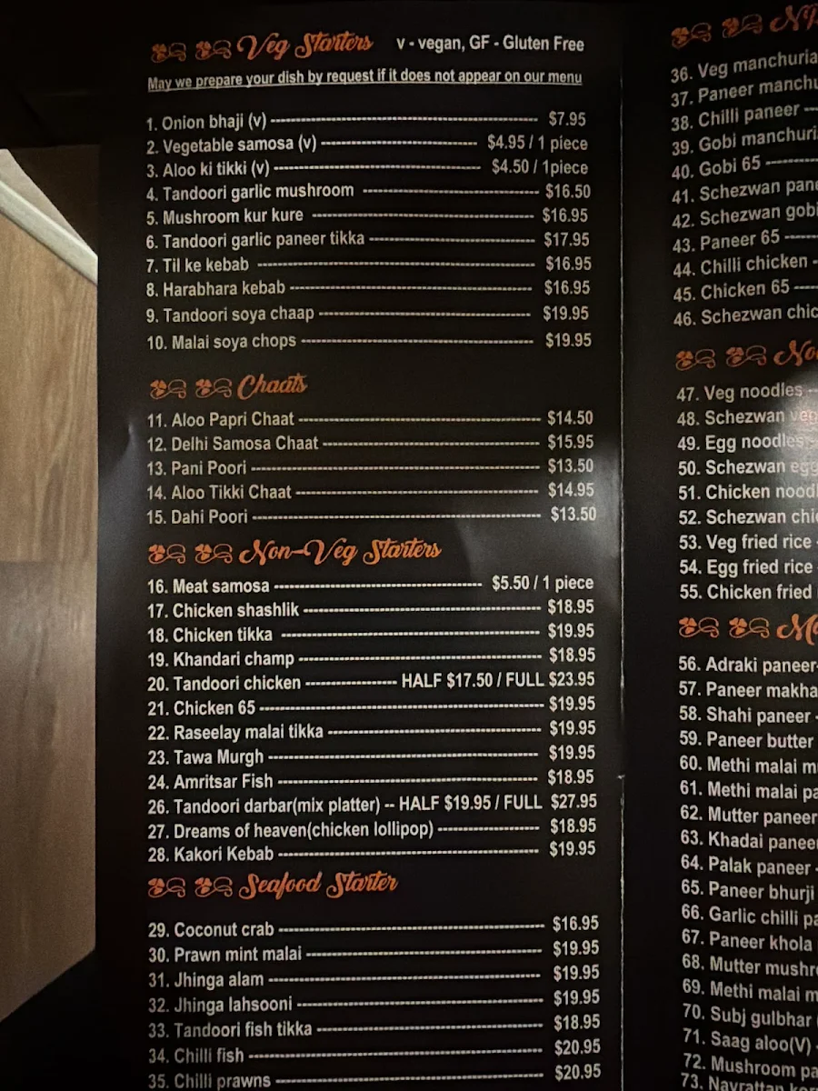 Menu, Priya