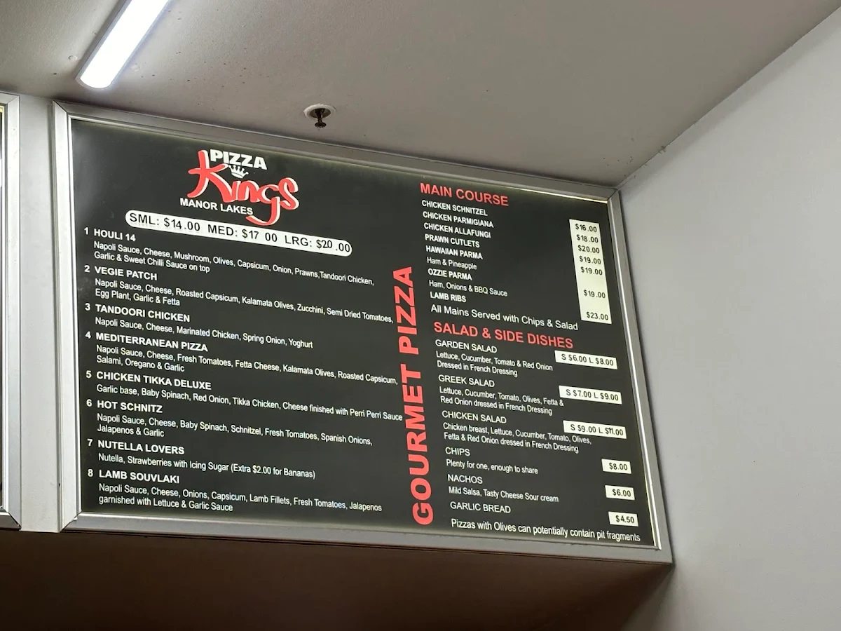 Menu, Pizza Kings Wyndham Vale