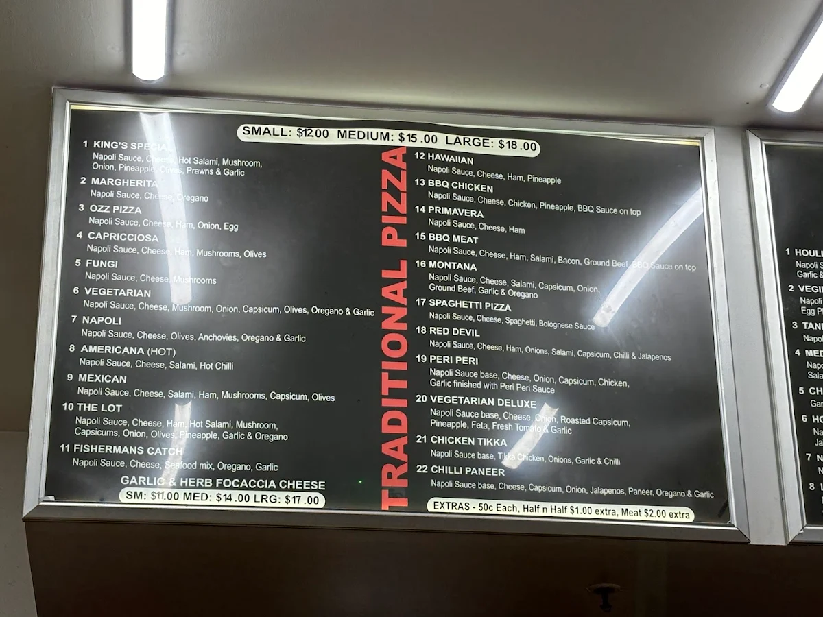 Menu, Pizza Kings Wyndham Vale