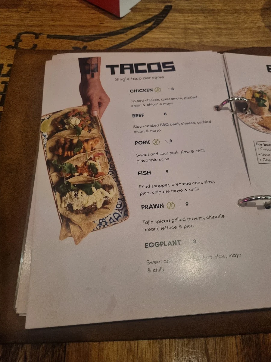 Menu, La Cabra Mexican Carlton