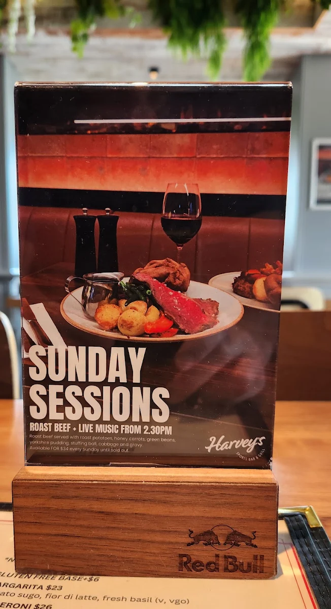 Menu, Harvey's Sports Bar & Grill