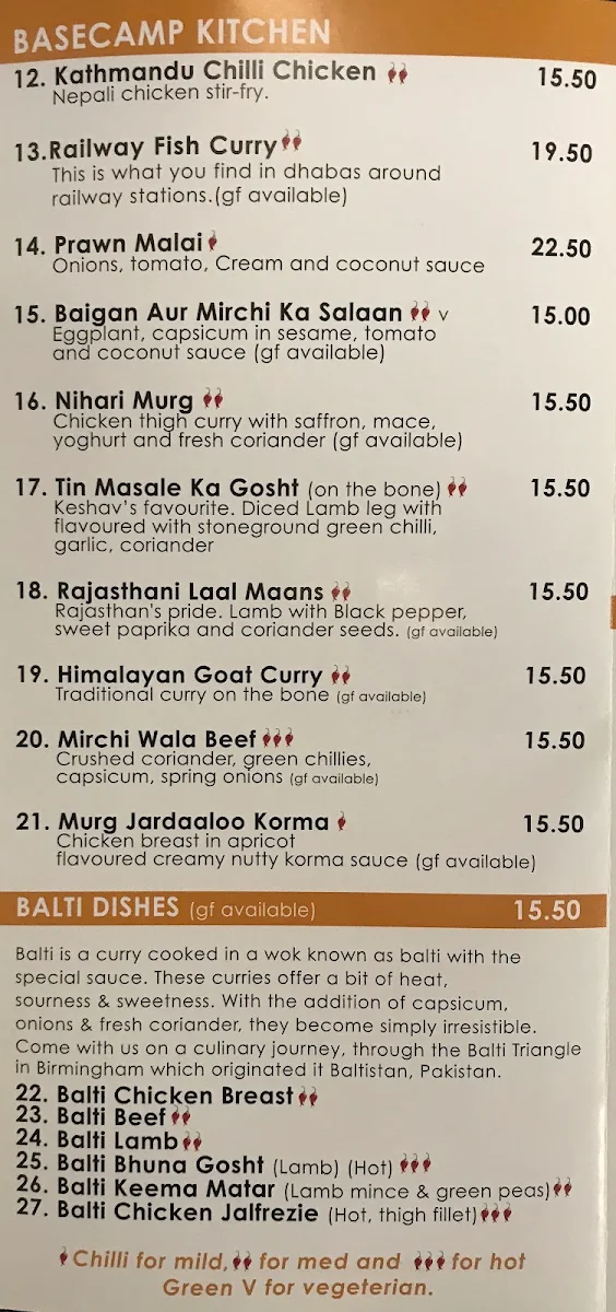 Menu, Base Camp