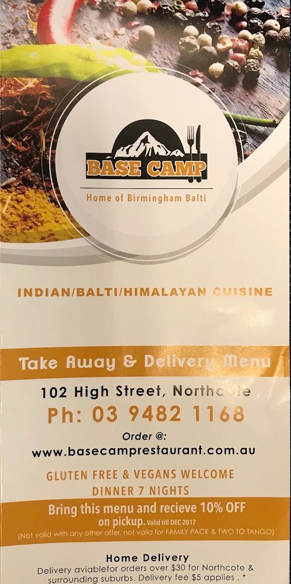 Menu, Base Camp