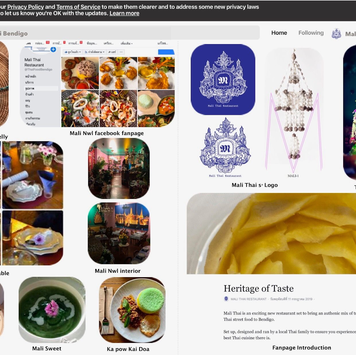 Menu, Mali in Bendigo(Mali Thai)