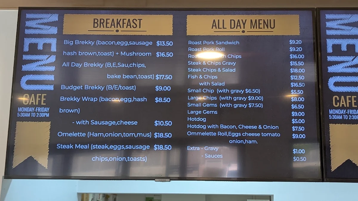 Menu, Rocklea Central Cafe & Takeaway