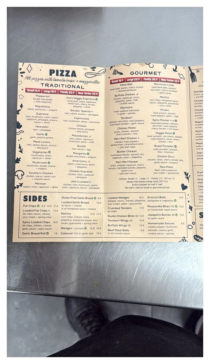 Menu, Smokin joes pizza and grill wodonga