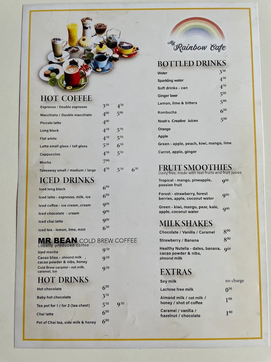 Menu, My Rainbow Cafe, Bakery & Catering