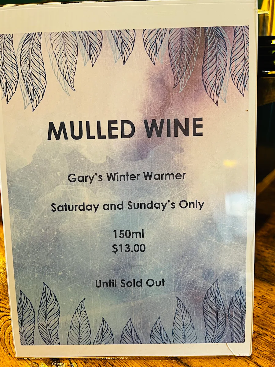 Menu, Pops Wine Bar, Portarlington