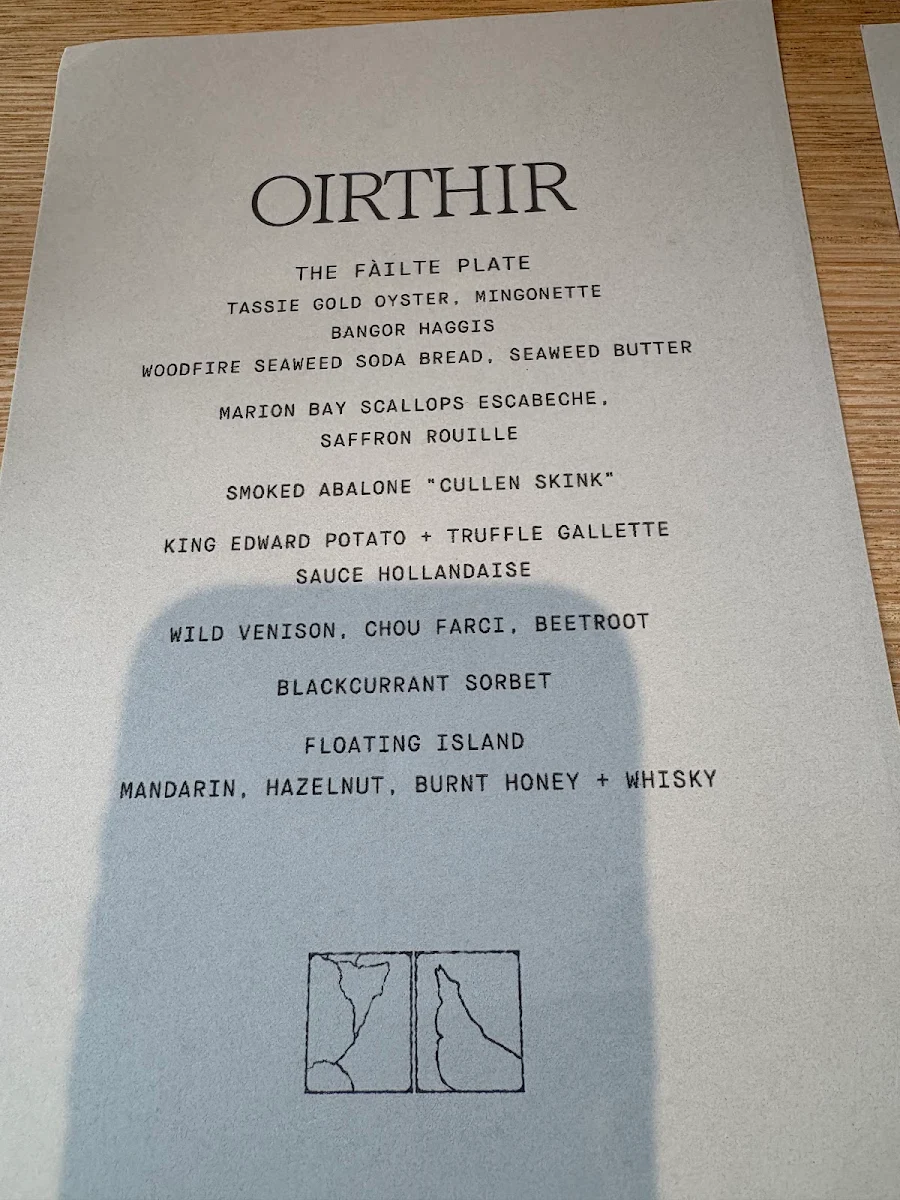 Menu, OIRTHIR
