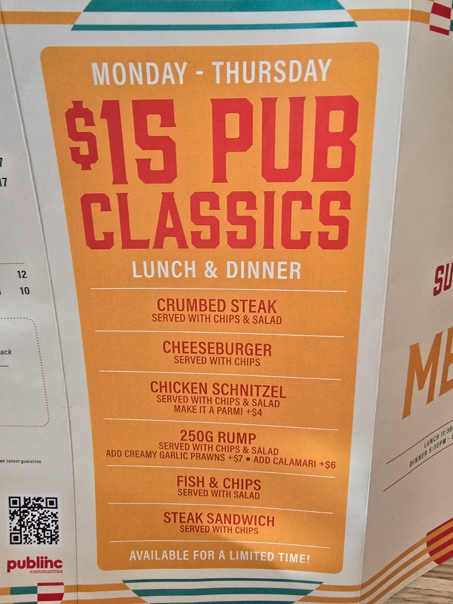 Menu, The Sun Hotel