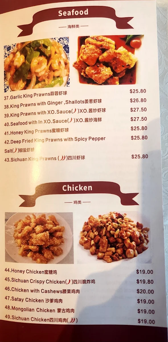 Menu, Yoyo Chinese Restaurant