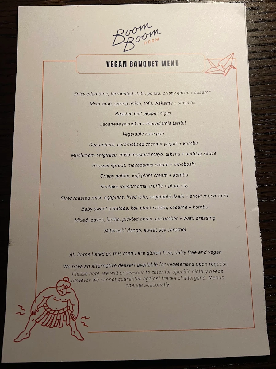 Menu, The Boom Boom Room