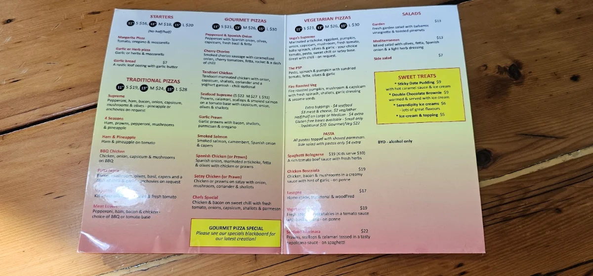 Menu, Milton Woodfire Pizza