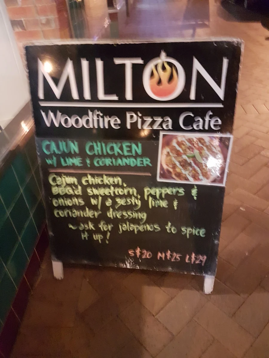 Menu, Milton Woodfire Pizza