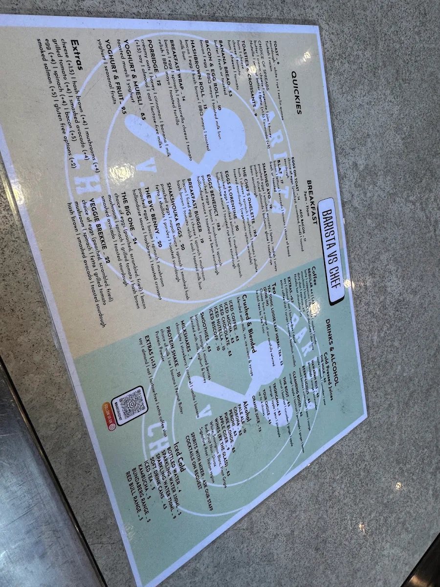 Menu, Barista v.s Chef