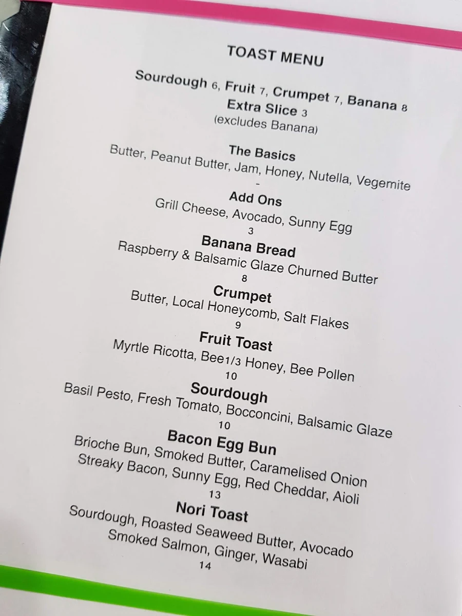 Menu, The Woolshed