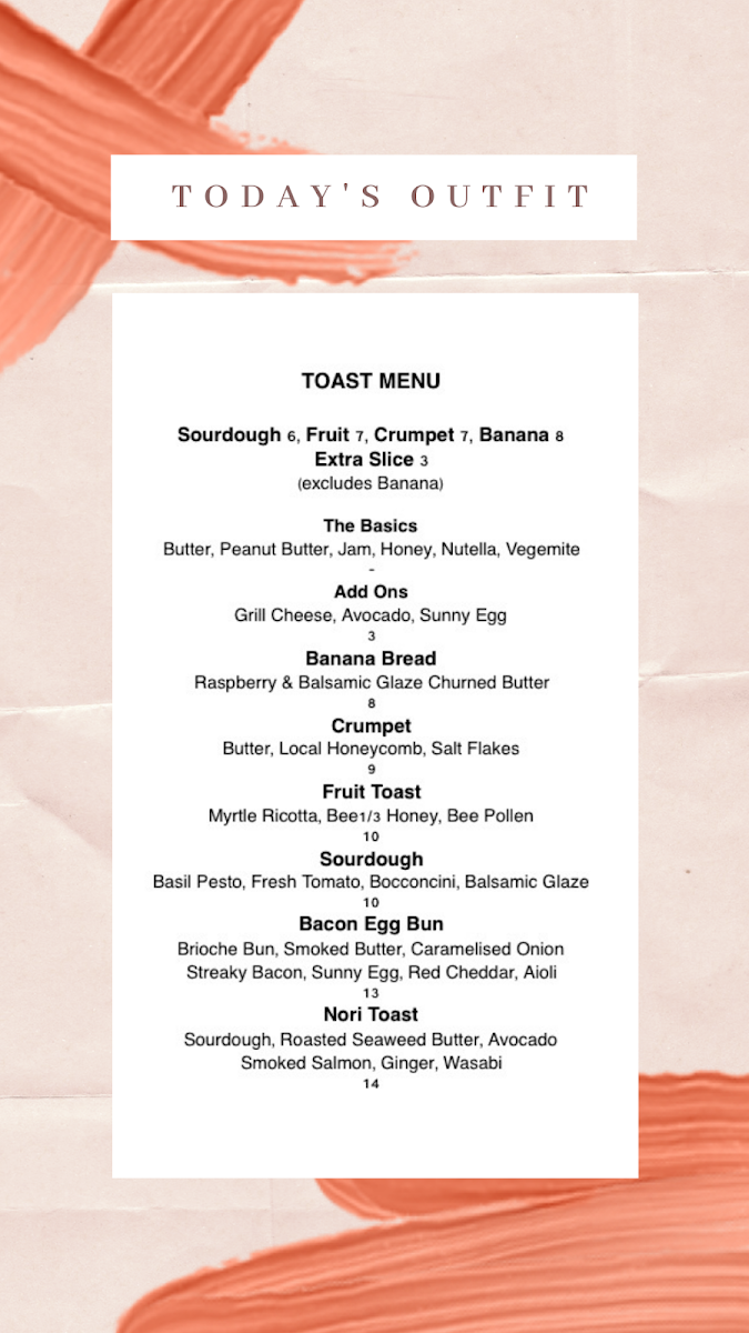 Menu, The Woolshed
