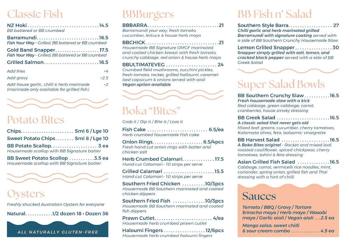 Menu, Boka Bites