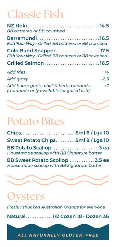 Menu, Boka Bites
