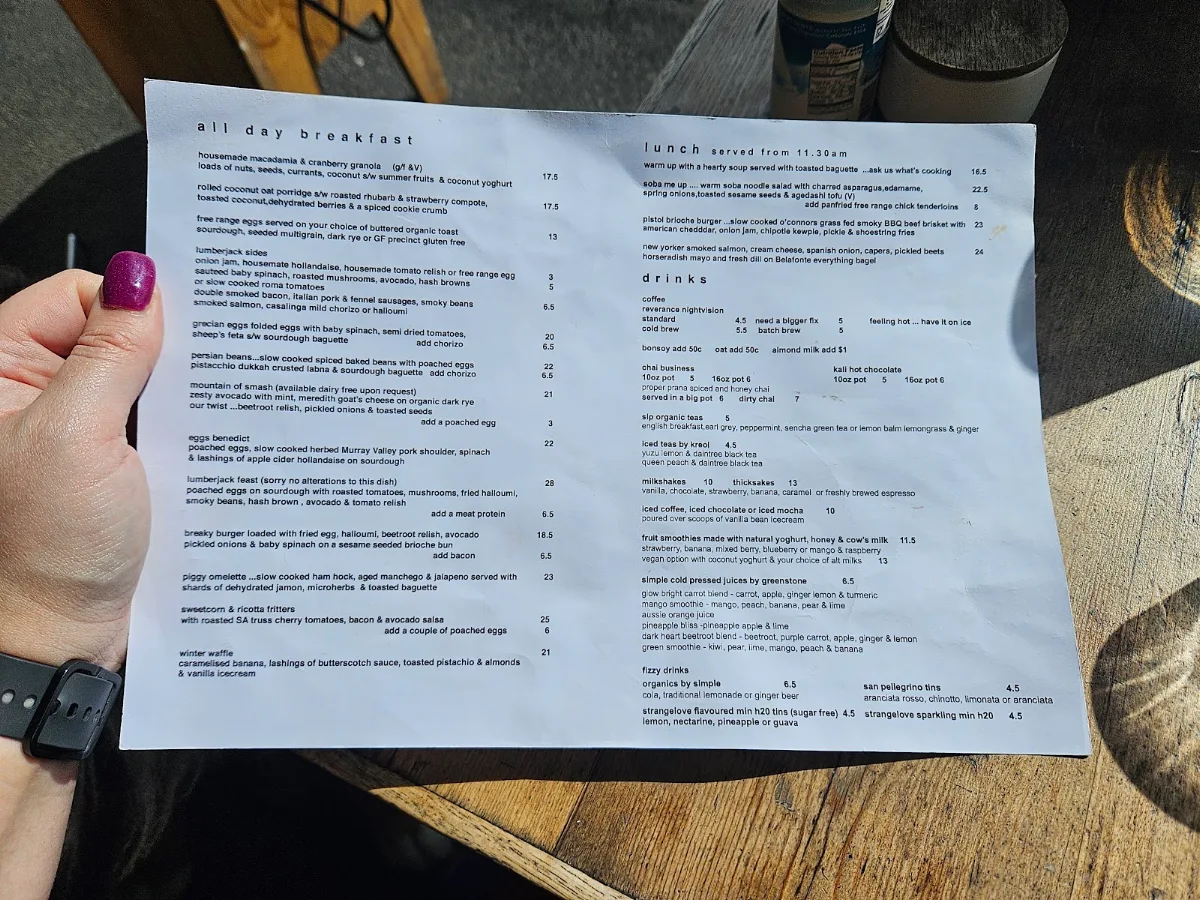 Menu, Lumberjack