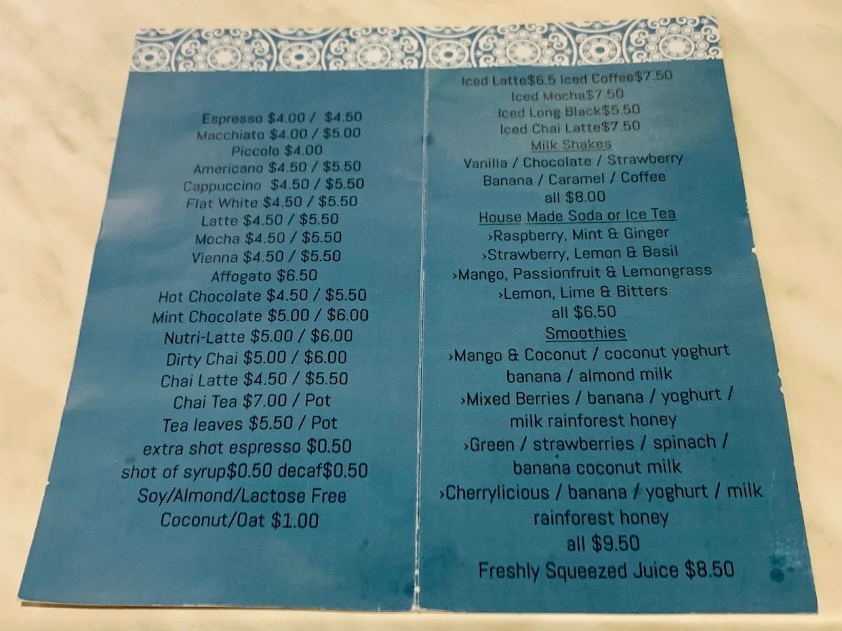 Menu, Rise and Bake Brasserie