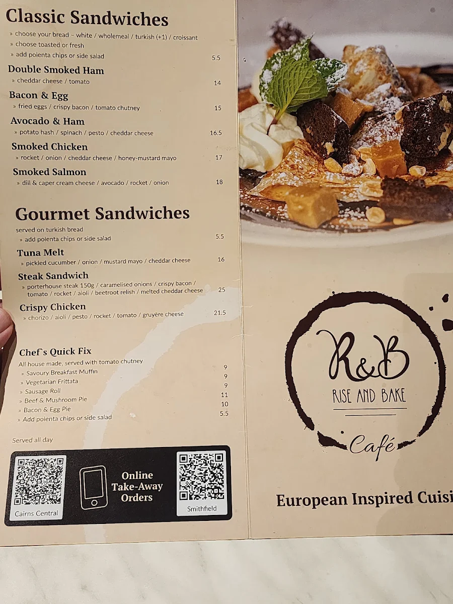 Menu, Rise and Bake Brasserie