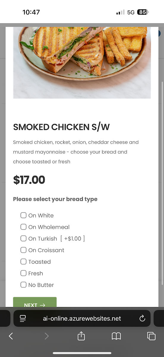 Menu, Rise and Bake Brasserie