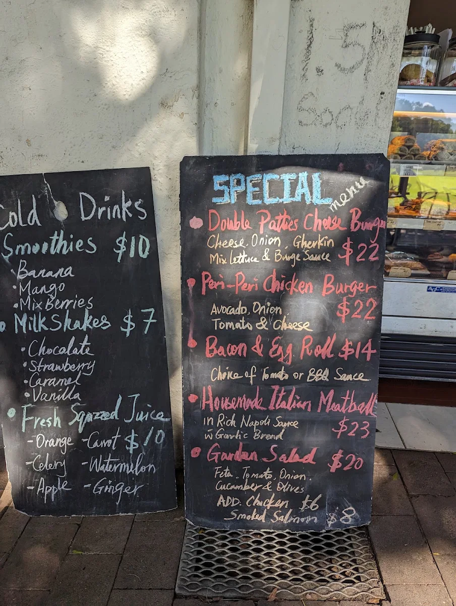 Menu, Parsley Bay Cafe Kiosk