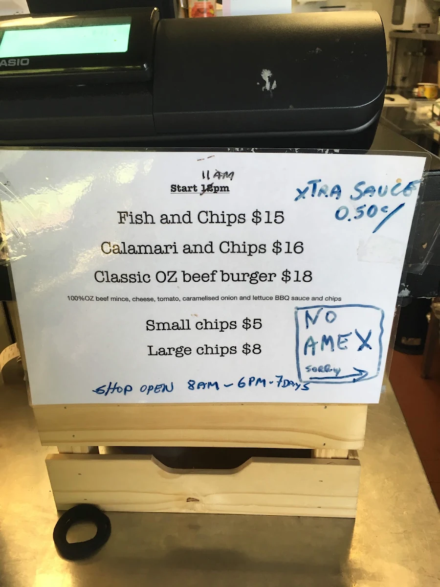 Menu, Parsley Bay Cafe Kiosk