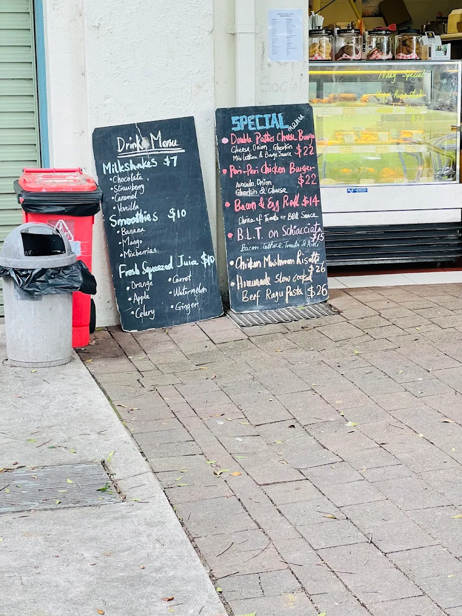 Menu, Parsley Bay Cafe Kiosk