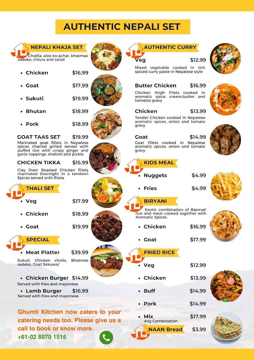 Menu, Ghumti Kitchen