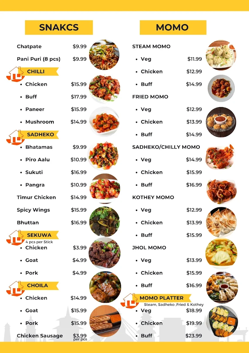 Menu, Ghumti Kitchen