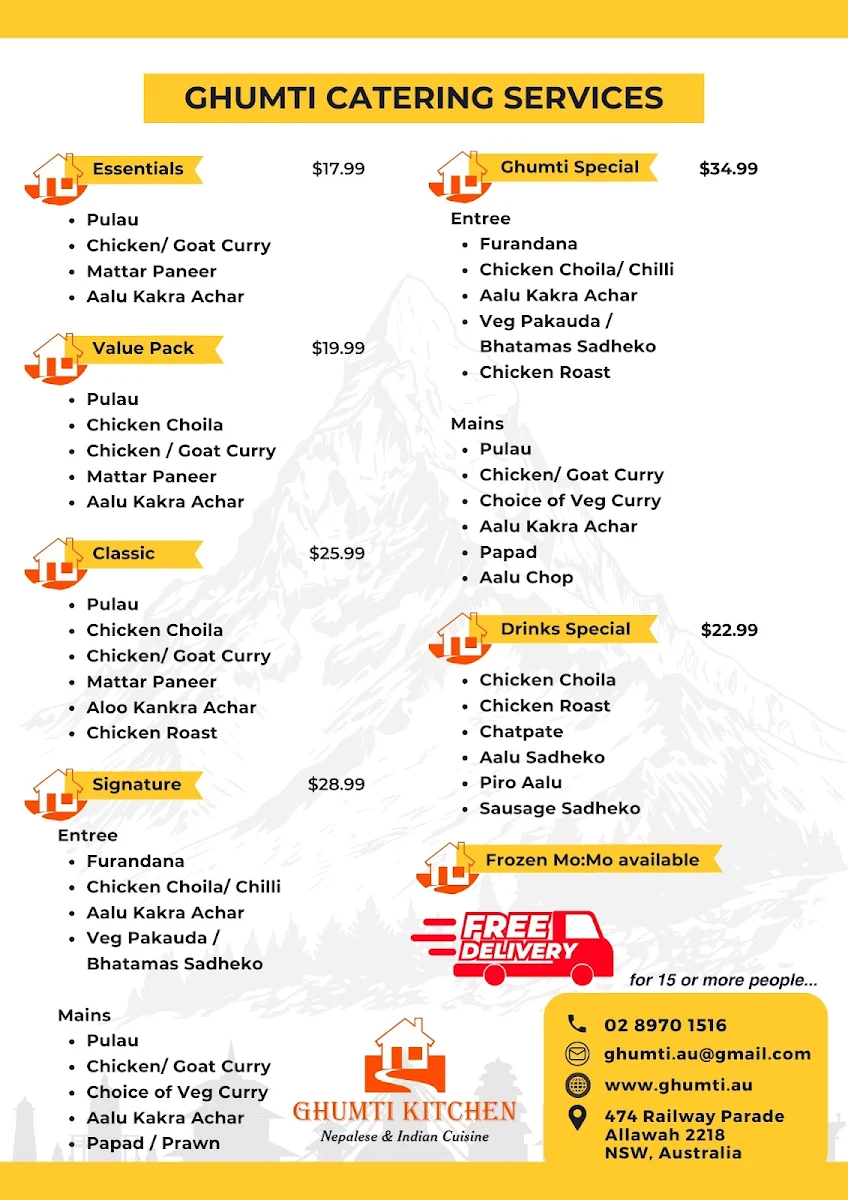 Menu, Ghumti Kitchen