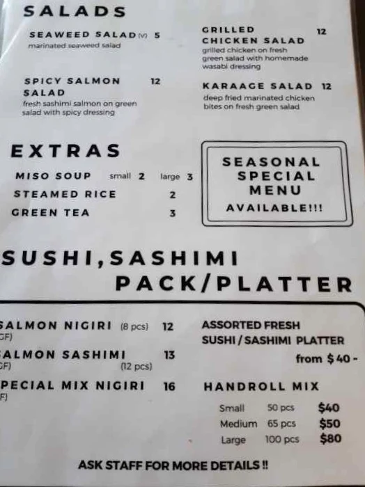 Menu, Sushimon