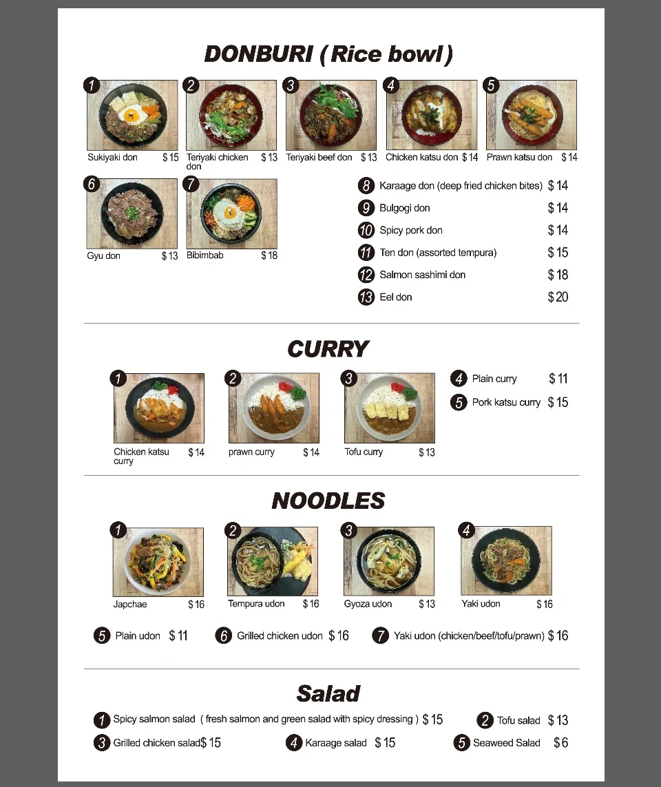 Menu, Sushimon