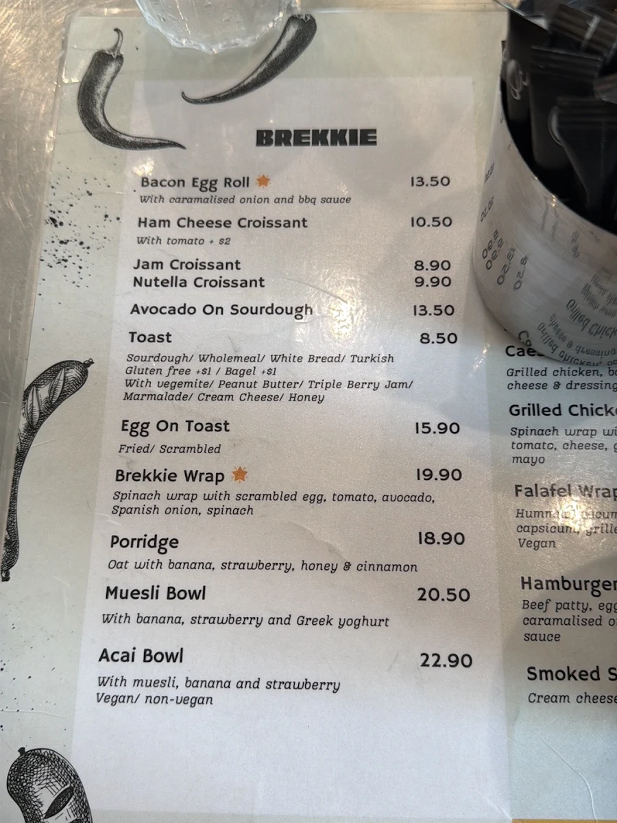 Menu, Toby's Estate Coffee Roasters