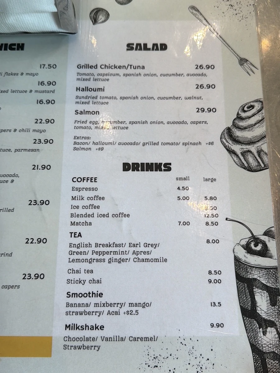Menu, Toby's Estate Coffee Roasters