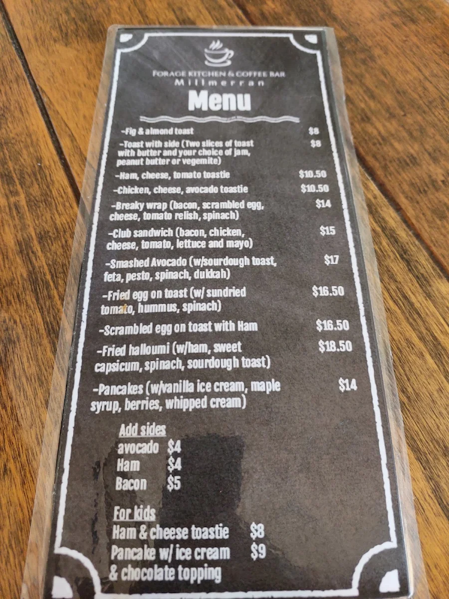Menu, Forage Kitchen & Coffee Bar