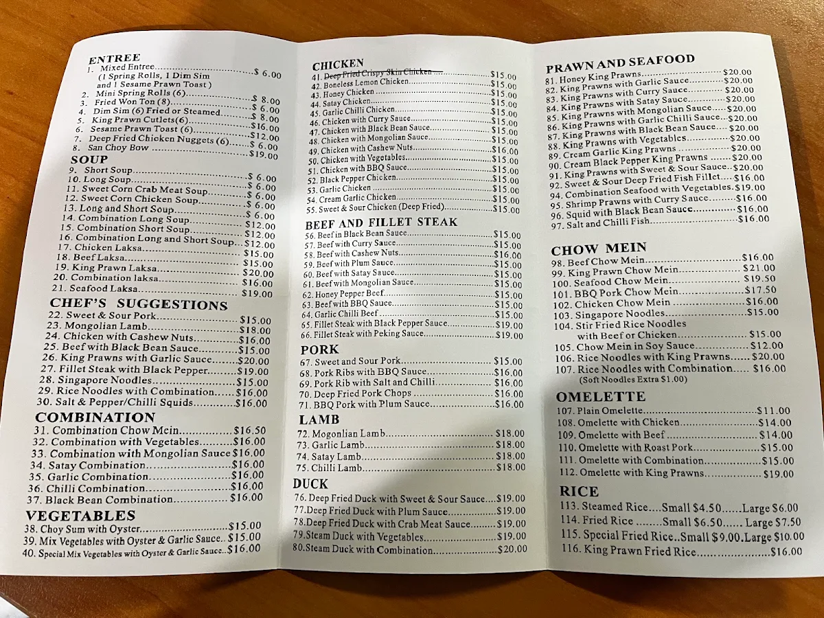Menu, Lucky Twins Austral