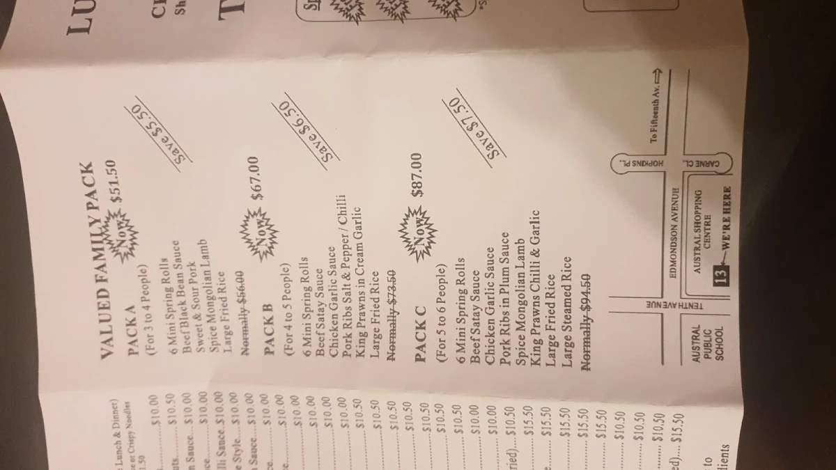 Menu, Lucky Twins Austral