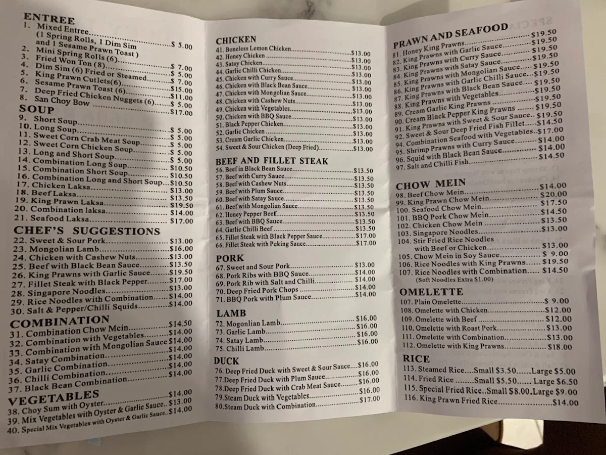 Menu, Lucky Twins Austral