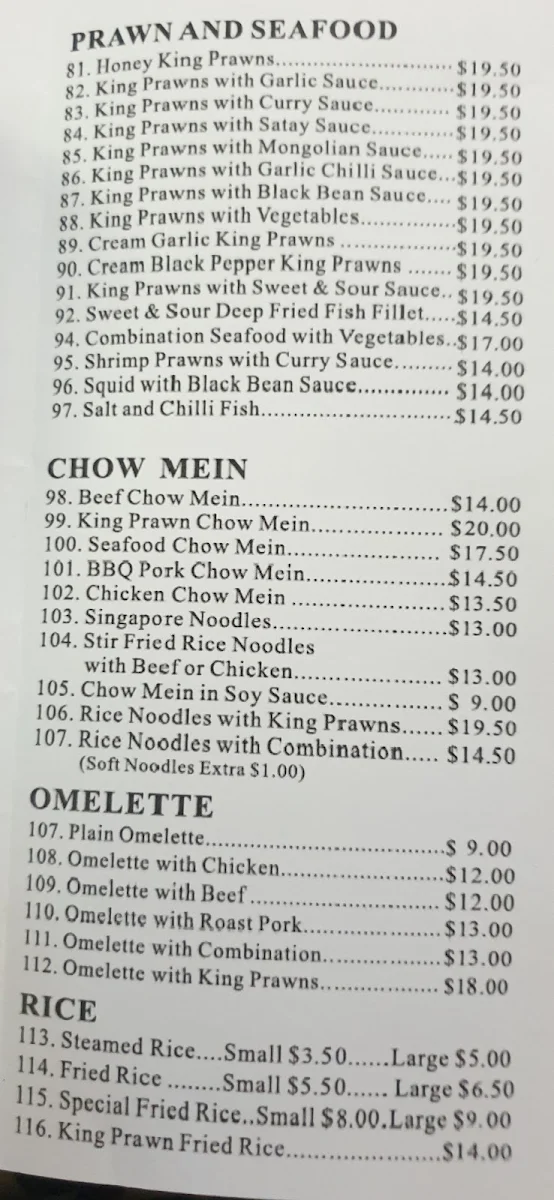 Menu, Lucky Twins Austral