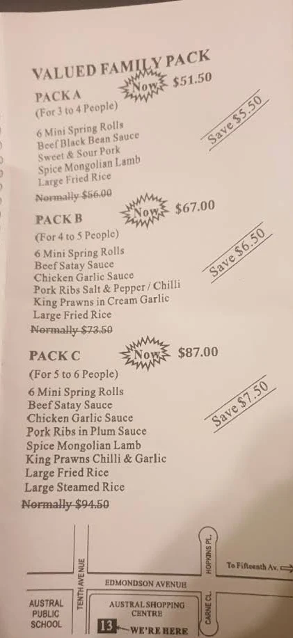 Menu, Lucky Twins Austral